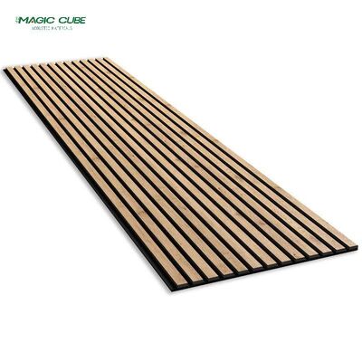 calidad  2400*600*21mm Contemporary Wood Slat Wall Panels With Black Acoustic Tissue Behind fábrica