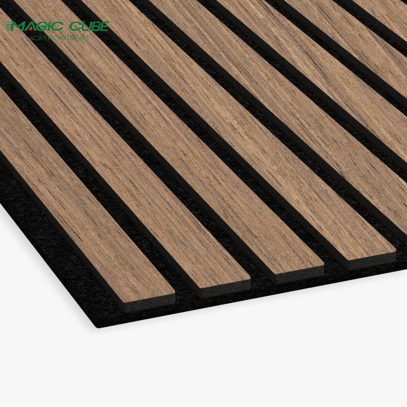 Houses Durable Wood Veneer MDF Slat Wall Panel 21.5mm Thickness