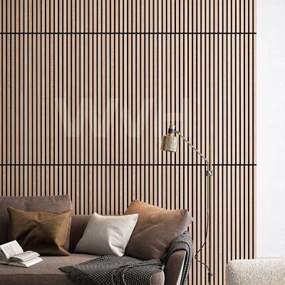 Living Room Acoustic Wood Slat Wall Panels With Foam For Interior Wall ...