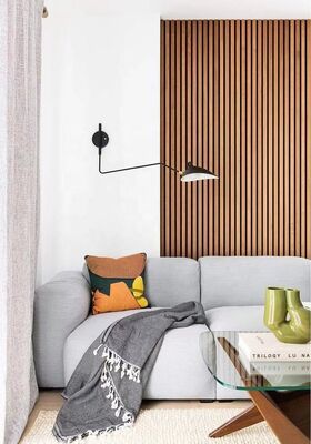 Living Room Acoustic Wood Slat Wall Panels With Foam For Interior Wall ...