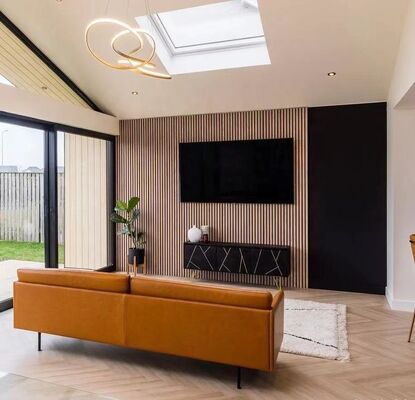 Living Room Acoustic Wood Slat Wall Panels With Foam For Interior Wall ...