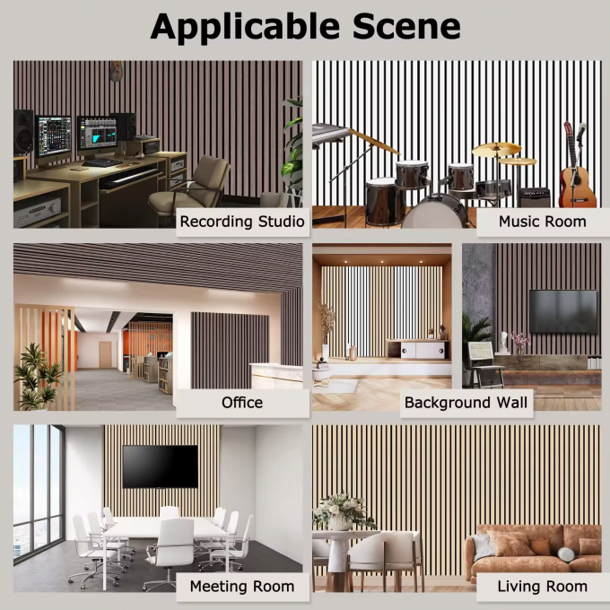 Living Room Acoustic Wood Slat Wall Panels With Foam For Interior Wall ...